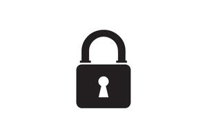 A black and white image of a padlock vector