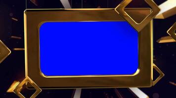 Blue Screen Animation with Real Gold Frames, Chroma Key Editable Background video