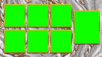 7 Windows Golden Frames with Chroma Key Green Screen, Customizable Green Screen Frame video