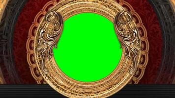 Ultra HD Golden Circular Frame Slideshow with Editable Green Screen Chroma Key video