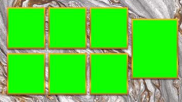 Golden Frames with 7 Windows and Green Screen, Editable Chroma Key Overlay video