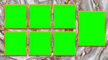 7 Golden Window Frames with Green Screen, Chroma Key Editable Template video