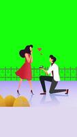 Man Proposing To The Woman Kneeling On Vertical On Greenscreen Background 2D Cartoon Animation video