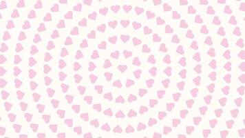 Simple Romantic Pastel Looping Animation Of Pink Heart Circular Pattern on Soft White Horizontal Background Design video