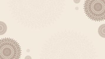 Looping Animation Of Simple Ornamental Circular Mandala Art in Soft Beige and Brown Horizontal Background video