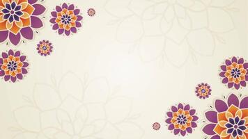Looping Animation Of Simple Vibrant Floral Mandala Horizontal Background with Layered Symmetry Elements In a Warm Toned Color Accents video