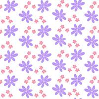 Spring seamless pattern with small pink flowers and large purple blossoms vector
