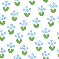 Spring seamless pattern with blue violet flowers vector