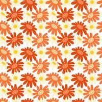 Spring seamless pattern with large orange and red gerbera flowers and daisies vector