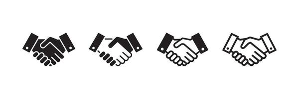 Handshake Agreement Icon Set Business Collaboration in Bold and Outline Styles vector