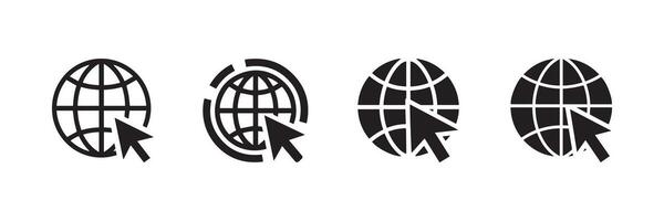 Global Internet Icon with Cursor Click Web Browser Symbol Digital Connection vector