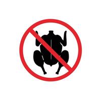 prohibited and dangerous signs. no chiken. it is forbidden to eat meat here vector