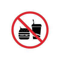 prohibited and dangerous signs. do not bring food. it is forbidden to eat here vector