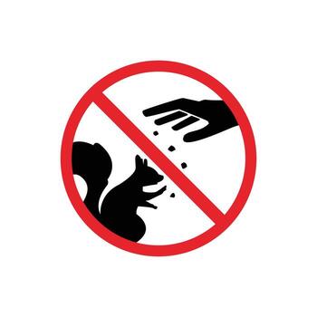 prohibited and danger signs. do not feed the squirrels. it is forbidden to feed animals vector