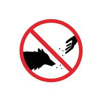 prohibited and dangerous signs. do not feed the wolves. it is forbidden to feed animals vector