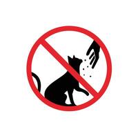 prohibited and dangerous signs. do not feed cats. forbidden to feed animals vector