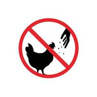 prohibited and dangerous signs. do not feed chickens. prohibited from feeding animals vector