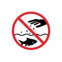 prohibited and dangerous signs. do not feed fish. it is forbidden to feed animals vector