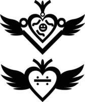 Black and white heart with wings vector