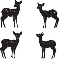Set of Deer silhouette different poses design vector