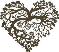 a heart shaped tree with branches and leaves vector