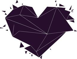 a black and white illustration of a broken heart vector