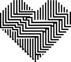a black and white heart with a maze pattern vector