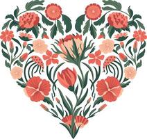 Heart shape with flowers vector