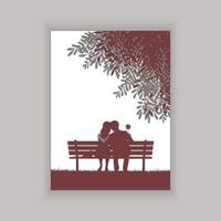 a couple sitting on a bench under a tree vector