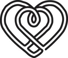 a heart shaped knot in black and white vector