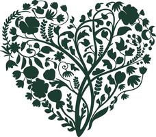 a heart shaped tree with flowers and leaves vector
