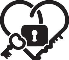 a heart shaped lock and key icon vector