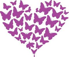 a heart shaped purple butterflies are flying around it vector
