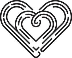 a heart shaped line drawing of two hearts vector