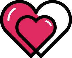 two hearts with one pink and one white silhouette vector