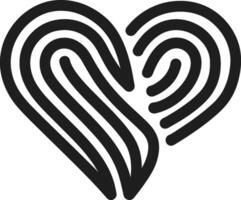 a black and white heart shape with a spiral pattern vector