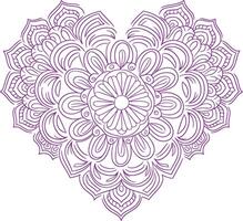 a heart shaped mandala with purple flowers vector