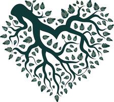 a heart shaped tree with leaves in it vector