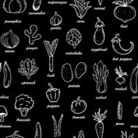 Hand drawn linear style. Seamless green vegetable pattern vector