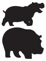 Hippopotamus Stencil Power and Elegance in Black Silhouette vector