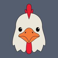 Chicken head icon emoji. Isolated design featuring a cute and simple chicken face on a white background. Perfect for farm, animal, or playful themes vector