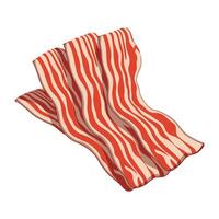 Bacon stripes illustration. Flat design of crispy, wavy bacon strips isolated on white background. Perfect for food icons, breakfast themes, or culinary graphics vector