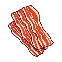 Bacon stripes illustration. Flat design of crispy, wavy bacon strips isolated on white background. Perfect for food icons, breakfast themes vector