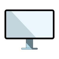 Realistic black computer monitor. Sleek flat-screen display with a minimalist design, isolated on white background. Perfect for tech, business, or electronics themes. illustration vector