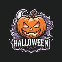 Halloween happy jack o lantern with pumpkin typography design vector