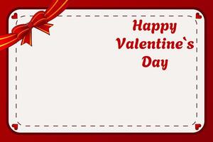 Valentine's day postcard with a bow. Postcard design template vector