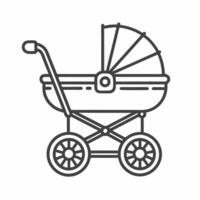 Stylish illustration of a vintage baby stroller in a minimalist design with clean lines and a modern touch vector