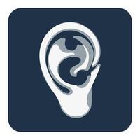 Ear Icon Simple and Stylish Design for World Hearing Day in Rounded Cornered Square vector