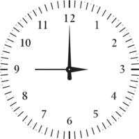 Minimalist Clock Illustration Classic Analog Timepiece, Black and White, Wall Clock Design vector