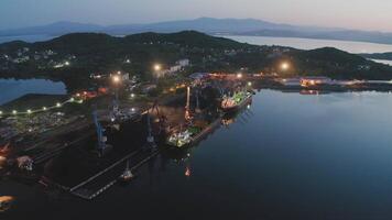 Drone captures coal handling and crane activity at the port video